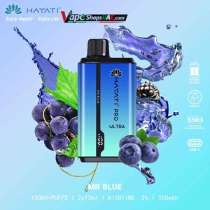 HAYATI Pro Ultra 15000 Puffs 20MG Disposable Vape Price in Dubai MR Blue