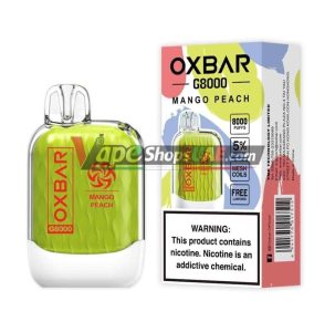 oxbar g8000 disposable 50mg 8000puffs rechargeable vape in dubai uae mango peach