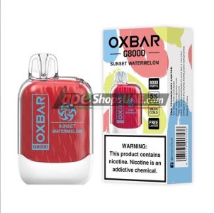 oxbar g8000 disposable 50mg 8000puffs rechargeable vape in dubai uae sunset watermelon