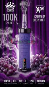 xtra sultan shisha dtl 100k puffs 2mg nicotine triple mesh vape in uae grape