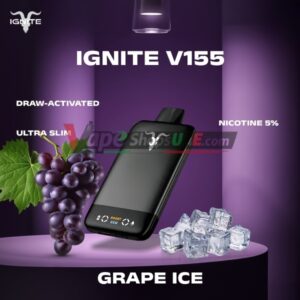 ignite v155 15500 puffs disposable vape ultra slim pod kit in the uae grape ice