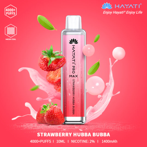 HAYATI Pro Max 4000 Plus Puffs 20mg Vape - STRAWBERRY HUBBA BUBBA