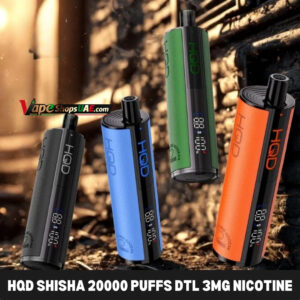 hqd shisha 20000 puffs dtl 3mg nicotine disposable vape in uae
