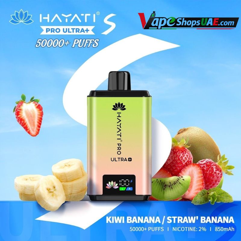Hayati pro ultra plus 50000 puffs 20MG nicotine In Dubai Kiwi Banana _ Straw Banana