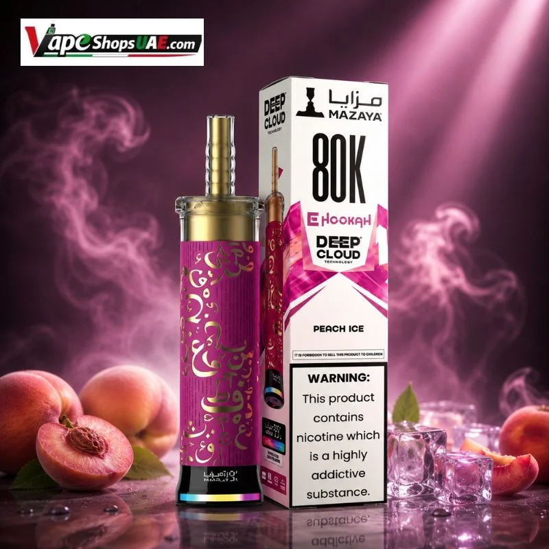 Mazaya-Ehookah-Deep-Cloud-80000-Puffs-6mg-Disposable-Vape-in-Dubai-PEACH-ICE.