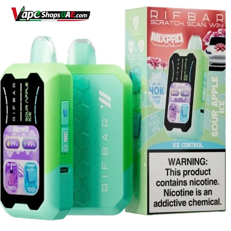 Rifbar-Mixpro-40K-50mg-Disposable-Vape-in-UAE-sour-apple-ice.