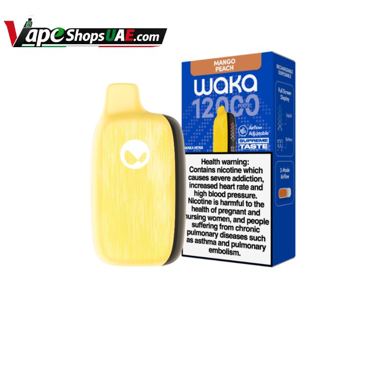 WAKA Nova 12000 Puffs 18MG Disposable Vape In Dubai Mango Peach