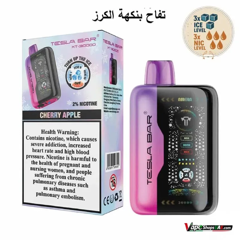 tesla-bar-xt-30000-puffs-disposable-vape-20mg-in-dubai-cherry-apple