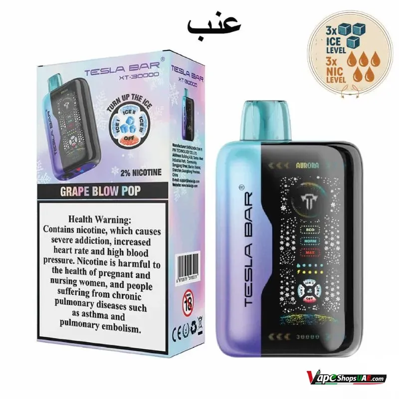 tesla-bar-xt-30000-puffs-disposable-vape-20mg-in-dubai-grape-blow-pop