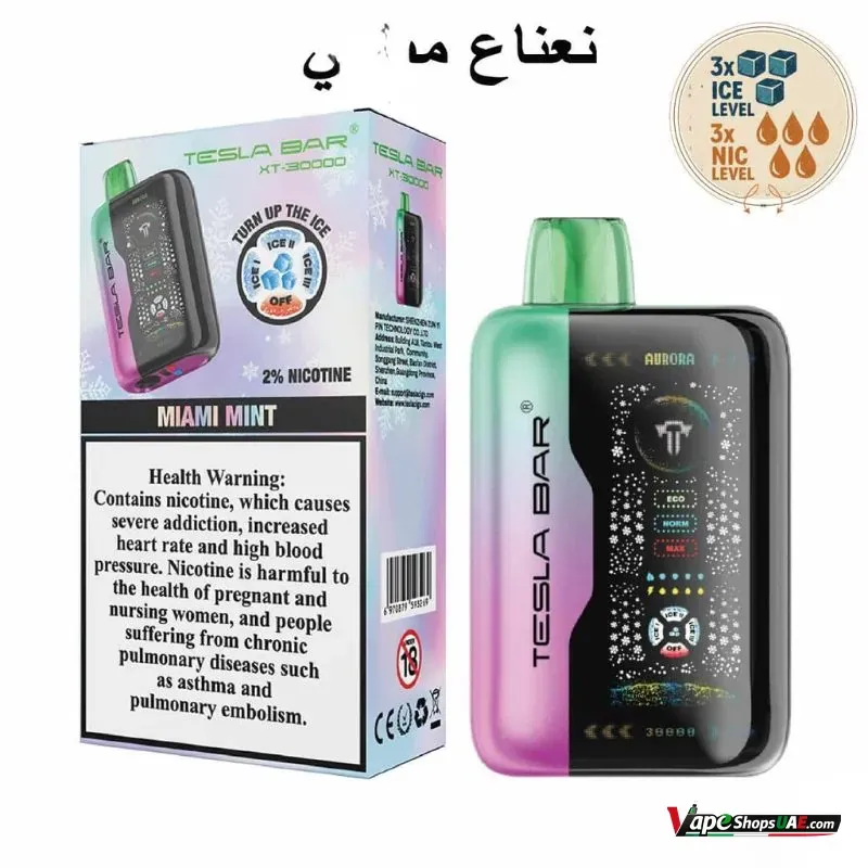 tesla-bar-xt-30000-puffs-disposable-vape-20mg-in-dubai-miami-mint