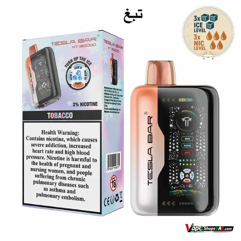 tesla-bar-xt-30000-puffs-disposable-vape-20mg-in-dubai-tobacco